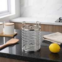 Rotating Utensil Holder and Cutlery Drainer, Stainless Steel 3 Compartment Storage Rack, Countertop Utensil Drainer and Space Saving Sink Tidy