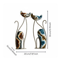 2 Pieces Iron Feline Ornament Home Display Vintage Feline Decor Long-Lasting