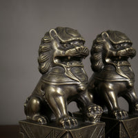 Lion Sculptures with Pedestal Tabletop Sculpture Retro for Tea Rooms, Art Lovers