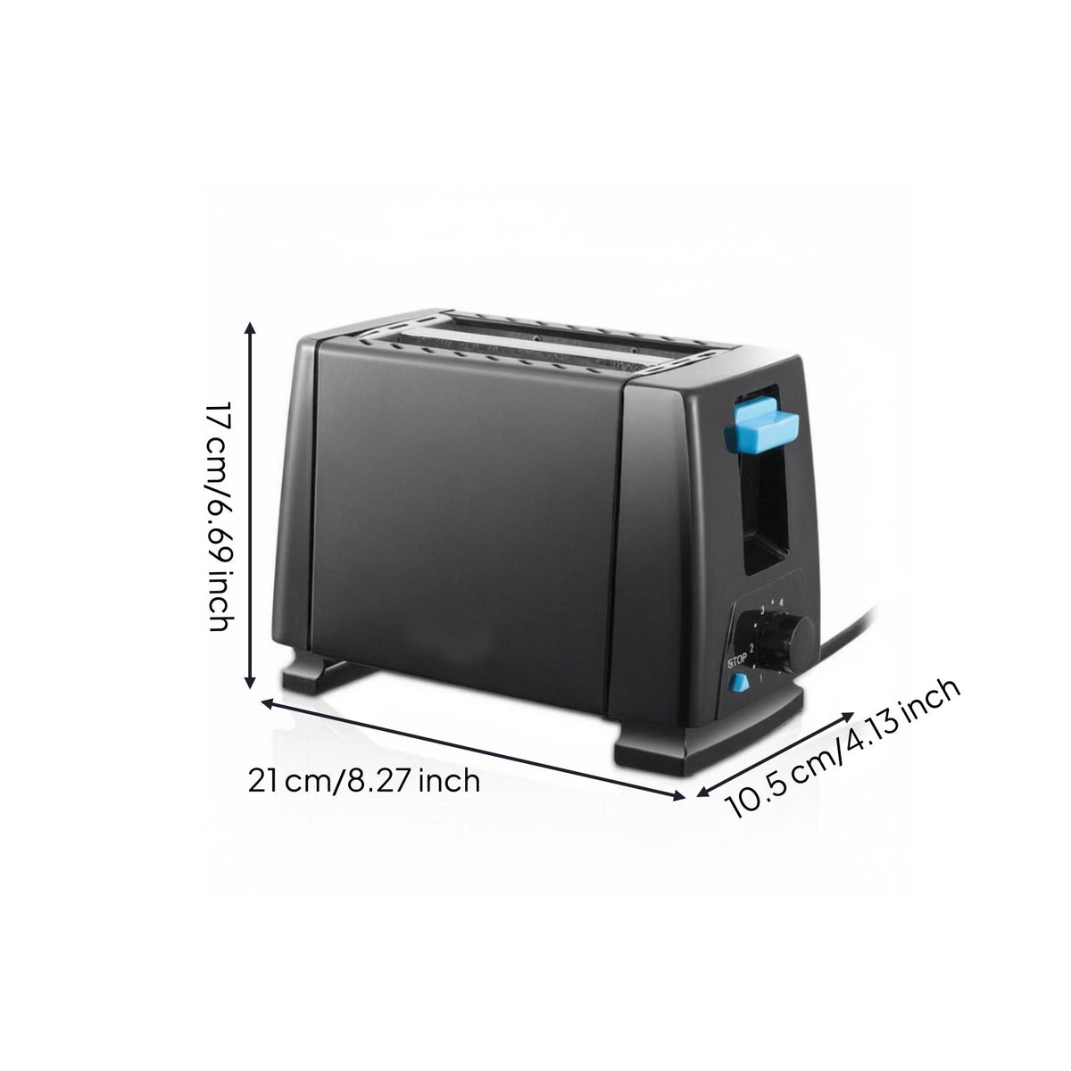 Easy to Clean Compact 2 Slot Toaster Adjustable Browning Control 2 Slice Toaster for Dorm Room, Office