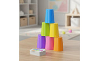 Interactive Cup Stacking Game Educational Stacking Game with Cards Colorful Toy Screen-Screenless for Children, Families, Toddlers, Home, Classroom, Party