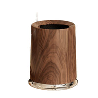 Walnut Wood Grain Trash Can with Wheels, 12L, ABS