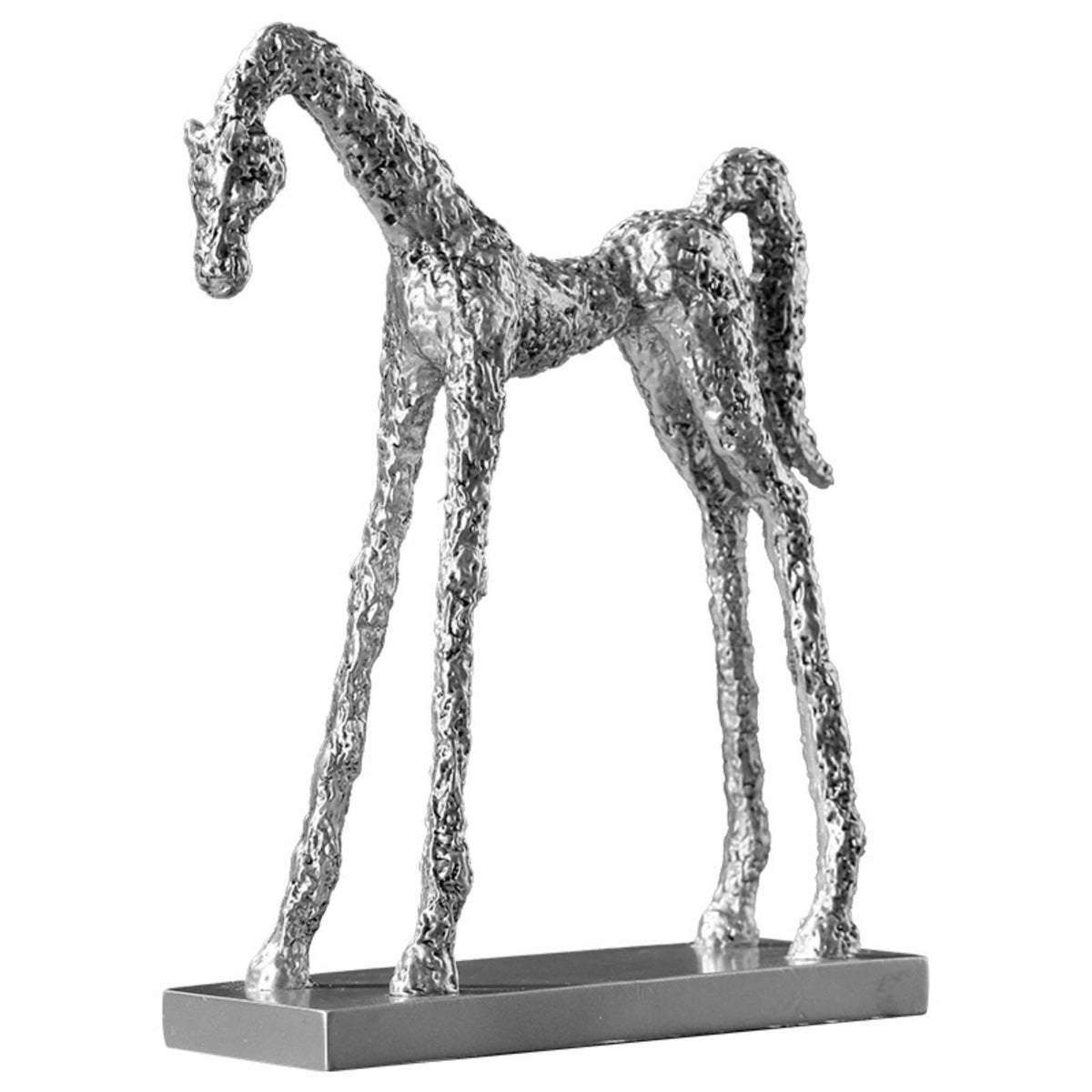 Horse Figurine Textured Horse Statue Silver-Toned for Bookshelf, Homeowners