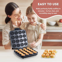 16-Hole Mini Waffle Maker, Breakfast Maker, 1200W, 220V, EU Plug
