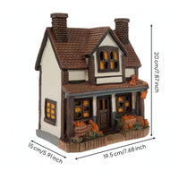 Autumn House Figurine Pumpkin Accents Miniature House Decor Molded Details