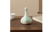 Crackle-Glaze Bird Tea Pet Cute Ceramic Bird Figurine Chubby Tabletop Decoration Miniature for Collectors, Desk, Display Shelf