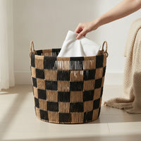 Laundry Hamper with Handles Checkerboard Laundry Basket with Handles Versatile Storage Hamper for Bedroom
