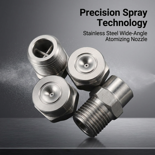 Stainless Steel Spray Nozzles, 120 Degree Wide Angle Solid Cone Industrial Misting Spray Nozzle, 1/4" NPT Thread for Humidifi