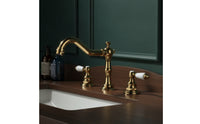 Antique-Style Basin Faucet Three-Hole Faucet with Two Handles Deck-Mounted Basin Tap Polished for Washbasin, Bathroom, Vanity
