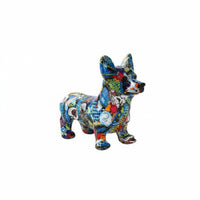 dog Figurine Colorful dog Statue Graffiti Style Resin for Entryway