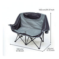 Two-Person Outdoor Lounge Chair Padded Double Camping Chair Foldable Camping Loveseat for Couples, Campers, Patio, Backyard
