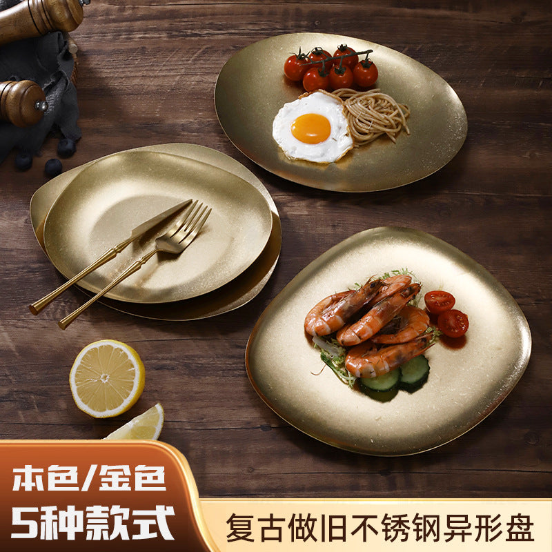 Retro 304 Stainless Steel Irregular Plate