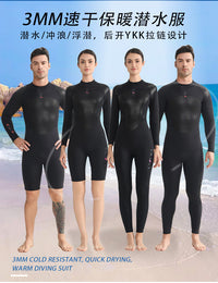 3mm潜水衣男女速干冲浪服 防寒保暖防晒超弹连体冬泳衣OUZO潜水服