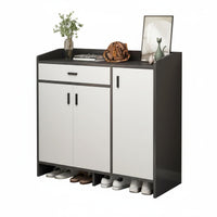 Entryway Footwear Storage Unit Large Capacity Standing Shoe Rack with Doors Space Saving Cabinet Wooden Organizer Adjustable Shelves Suitable for Homeowners Families Foyer Hallway