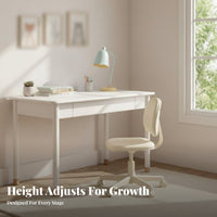 Height-Adjustable Writing Desk Creamy pale Finish Adjustable Kids Desk Paint Easy to Clean for Studying, schoolwork