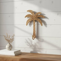 Rattan Palm Wall Rack Handmade Palm Tree Wall Hook Decorative Home Decor for Entryway, Hallway, Bedroom