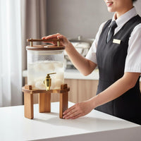 Glass Beverage Dispenser with Spigot Transparent Design Glass Spigot Dispenser Cold Drink Jar with Wooden Stand Easy to Clean