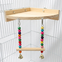 Bird stand with Perch, Hanging Swing and Ladder for Parakeets Cockatiels, Screw-on Cage Bar Stand for Medium Birds