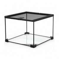 Front-Opening Glass Terrarium Black Habitat Tank Versatile for Desktop, Reptiles