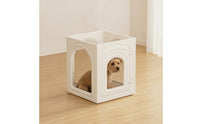 4 Pieces Freestanding Indoor Pet Fence Transparent Pet Fence with Door Panels Easy to Assemble Dog Playpen with Door Lockable for Small Dogs, Young Dogs, Apartment, Living Room