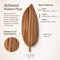Walnut Wood Leaf Plate - Light Luxury Retro Serving Tray