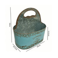 Metal Tabletop Planter Weathered Metal Flower Container Decorative Scroll Border