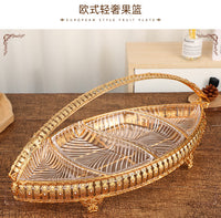 Luxury Boat-Shaped Glass Fruit Basket with Dividers