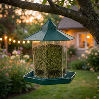 Hanging Bird Feeder with Hexagonal Roof, Outdoor Bird Feeder for Garden Supplies, Garden Bird Feeder for Stylish Outdoor Decor