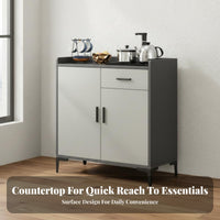 Multi-Functional Sideboard Cabinet Versatile Standing Tea Bar Cabinet Built-in Water Station Glass Door Sideboard for Office Workers, Homeowners
