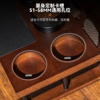 Multifunctional Solid Wood Coffee Tamper Base Storage Knock Box with Round Corner