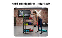 Mobile Design Dumbbell Kettlebell Storage Stand Space-Saving Home Gym Storage Rack Large Capacity Rolling Fitness Equipment Rack Sturdy Steel Construction for Garage, Apartment