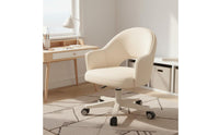 Height Adjustable Rolling Study Chair Comfortable Upholstery Ergonomic Backrest Chair Skin-Friendly Textile Home Furniture Space Saving for Students, Teens, Bedroom