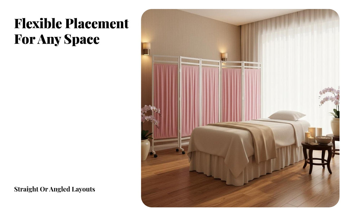 Foldable Design Wheeled Privacy Screen Mobile with casters Rolling Panel Divider Easy to Move Room Partition Flexible Configuration for Medical Professionals, Salon Staff, section office Workers, Hospital, Clinic, Bedroom, Studio Apartment