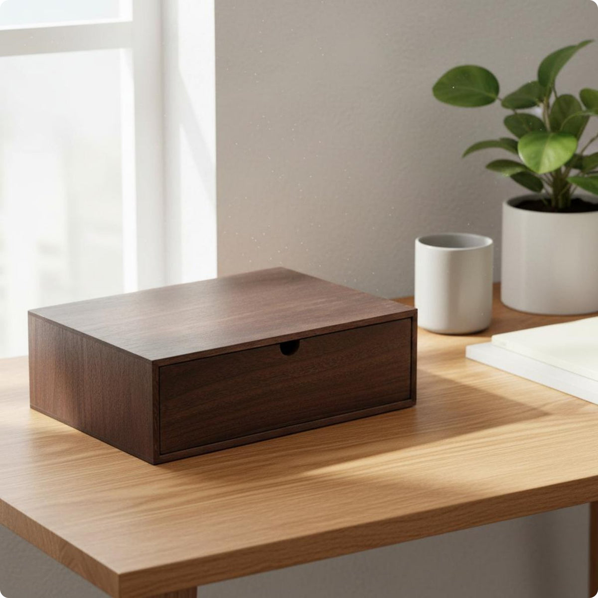 Desk Drawer Organizer Rustic Design Wood Storage Drawers Space-Saving for Office