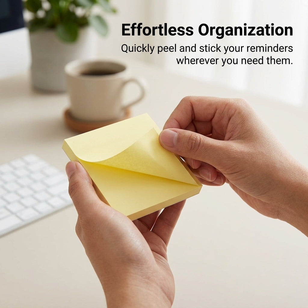 Self Sticky Notes for Office and Home, Colorful for Students, Repositionable Pads 76x76mm 100 Sheets
