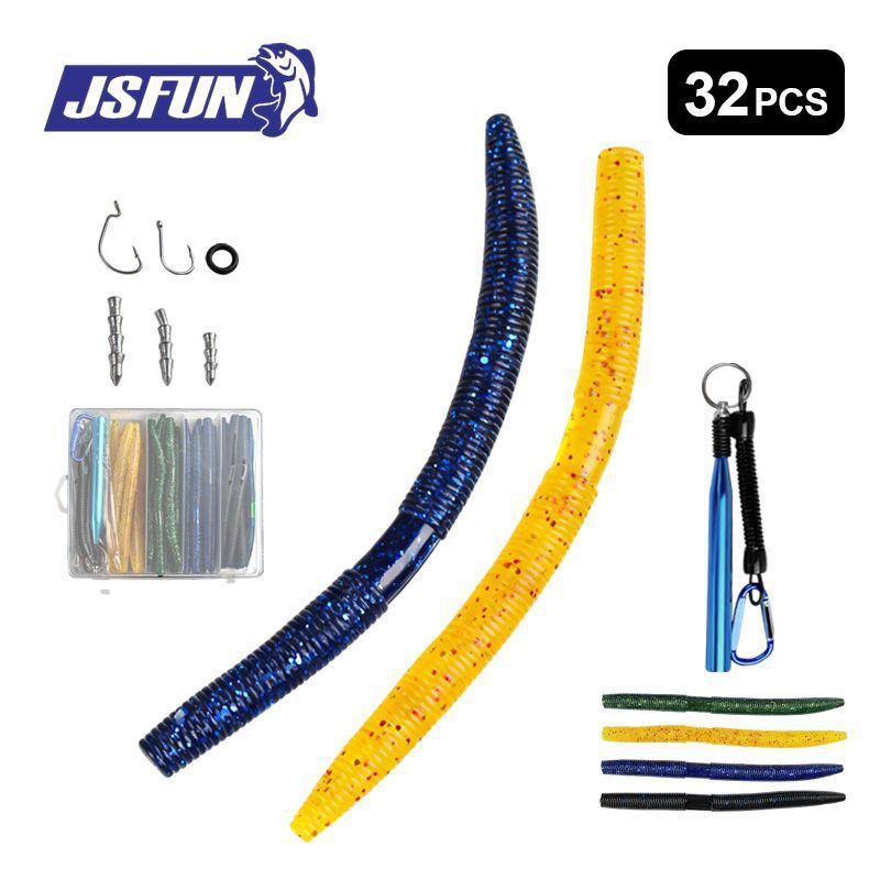 Jishi Worm Set 133pcs Fishing Hook Kit Box, Outdoor Portable, Sea Fishing Bait Set, Plastic, A685