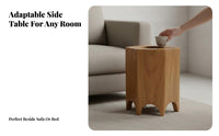 Hexagonal Wood Block Table Japanese Minimalist Design Stool No Assembly Required Multifunctional for Interior Designers, Adults