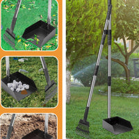 Pooper Scooper Tray and Rake Set Stainless Steel for Outdoor, Grass