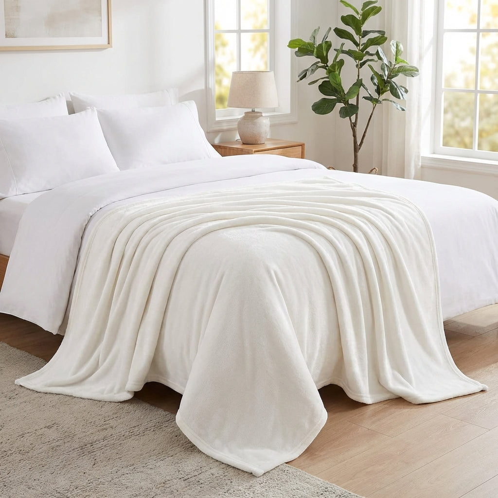 Happy Easter Fleece Throw Blanket, Soft Flannel Rabbit & Chick Print Sofa Cover, Warm Cosy Spring Bed Spread for Living Room, Bedroom or Holiday Gift