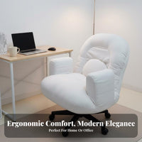 Upholstered Rotating Armchair Height Adjustable Task Chair Thick Padding Easy to Assemble for Students, Study Room