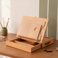 Tabletop Easel with Drawer Beechwood Table Easel with Drawer Portable Sketch Box for Students, Classroom