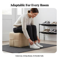 Upholstered Stool long-lasting Construction Upholstered Square Pouf Lightweight