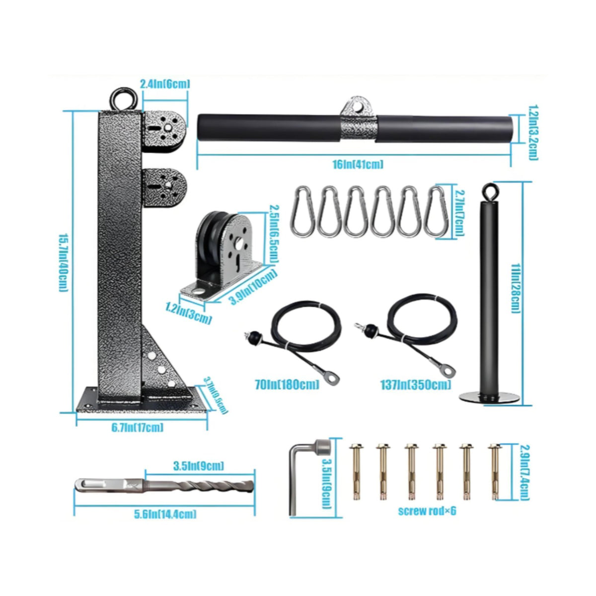 Wall Mounted Cable Pulley System Full Body Exercise for Bodybuilders