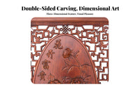 Double-Sided Carving Carved Panel Divider Chinese and design Standing Screen Intricate Woodwork Room Partition Freestanding for Art Collectors, Apartment Dwellers, Restaurant Owners, Entrance Hall, Hotel Lobby, Bedroom, Basement