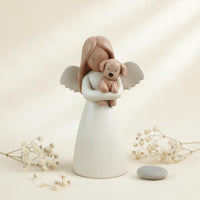Faux Wood Carved Angel Lightweight Pet Memorial Angel Sculpture Sympathy Gift Home Decoration for Desk Decor