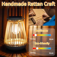Solar-Powered Rattan Lantern for Garden, Waterproof, Hanging or Tabletop, Vintage Style