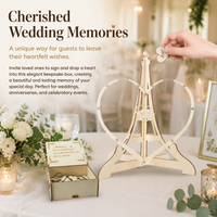 Heart Guest Book Drop Box, Wooden Wedding Guest Book Alternative, Wedding Keepsake Frame with Heart Tokens, Standing Decor for Reception