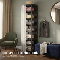 Adaptable Open Wardrobe Multifunctional Freestanding Closet with Shelves and Hanging Rails sturdyDuty Rust Resistant for Renters
