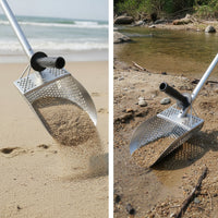 Stainless Steel Perforated Sand Shovel Rust-Proof Sand Sifting Shovel Heavy Duty Long-Lasting for Metal Detectorists, Treasure Hunters, Beachcombers, Beach, Gold Panning