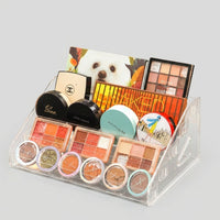 Eyeshadow Display Stand, Clear Acrylic Multi Tier Cosmetic Rack, Retail for Nail Salon, Makeup Organizer